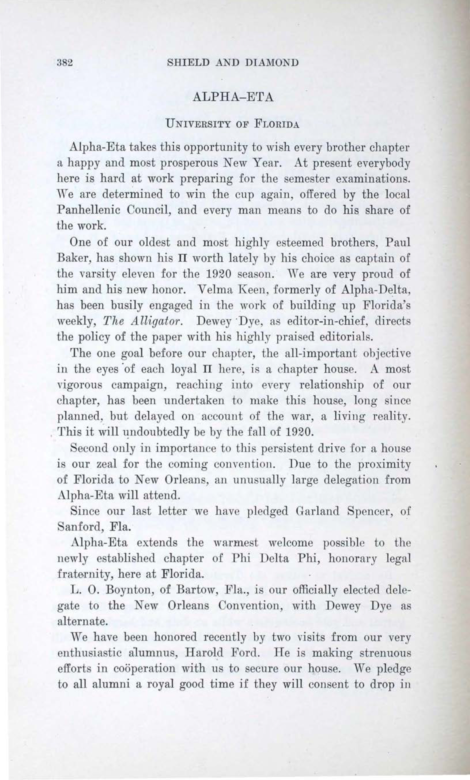 Alpha-Eta, February 1920